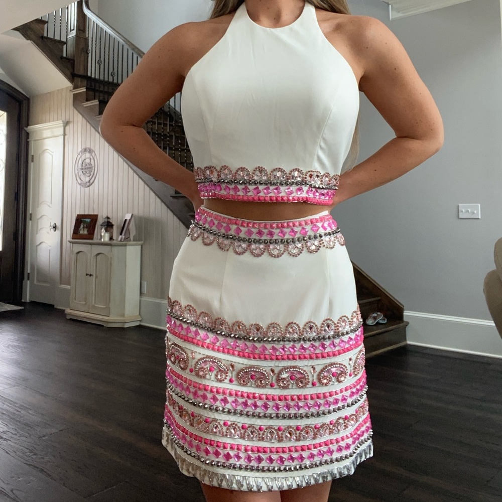 Rachel Allan two piece cocktail homecoming dress
